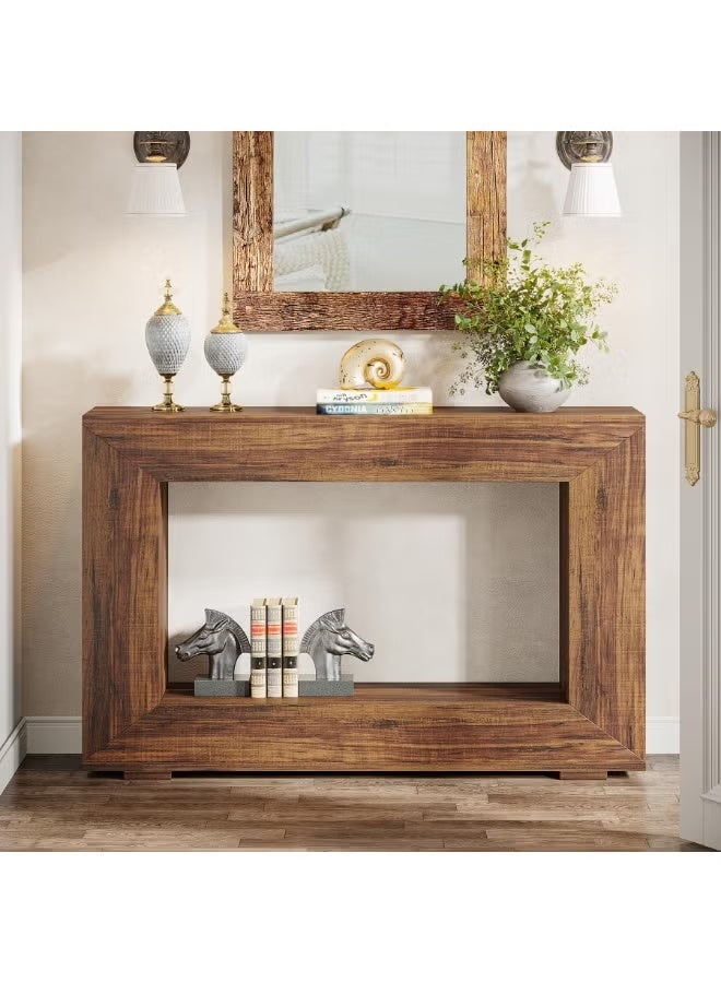 WALALLA Modern Console Table, Entryway Table, Narrow Skinny Entryway Hallway Tables Home Decor Display, Wood Sofa Table Behind Couch with Storage for Front Door, Living Room, Rustic Brown 120*30*80 cm - Image 2